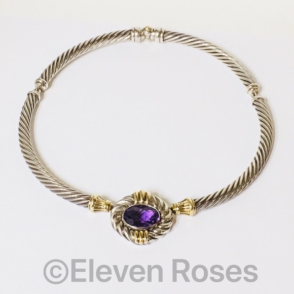 David Yurman Sterling 14k Albion Cable Choker - Picture 2 of 8